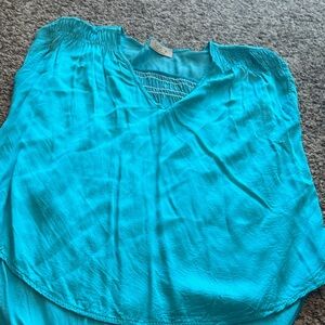Turquoise‎ Women's Blouse cap sleeve